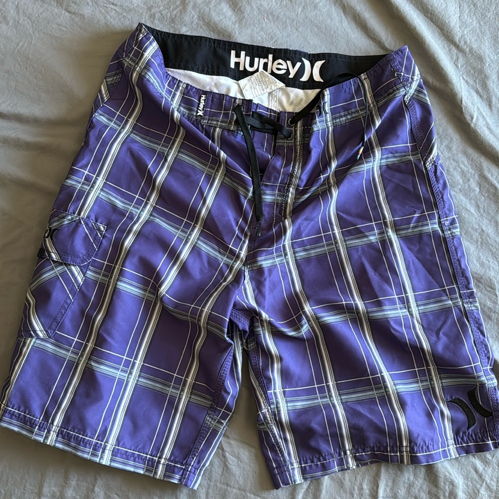 Hurley 32 board shorts purple and grey